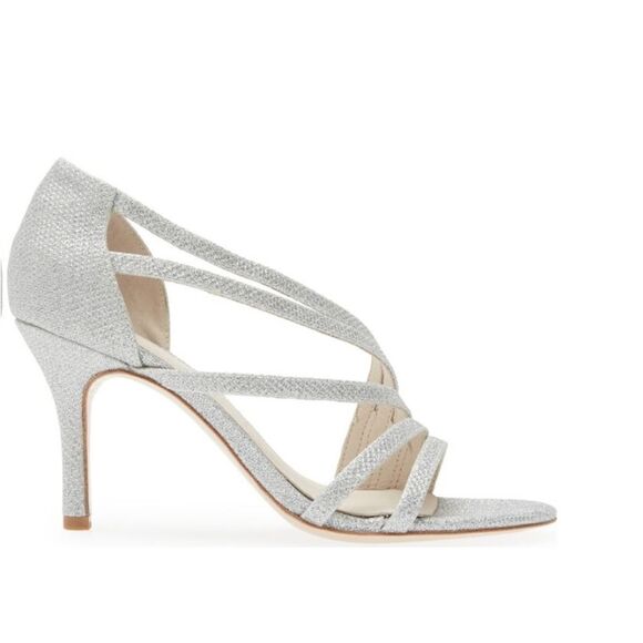 New KOKO + PALENKI Omari Pump (Women) shiny silver high heel strappy size 6.5 - Picture 3 of 7